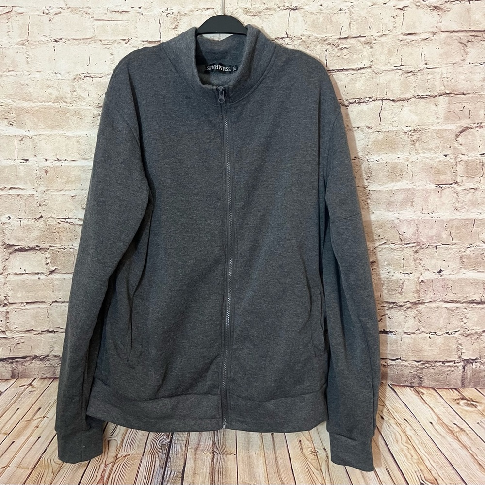 Mens full zip SIIMHWRSS gray sweater size 2XL
